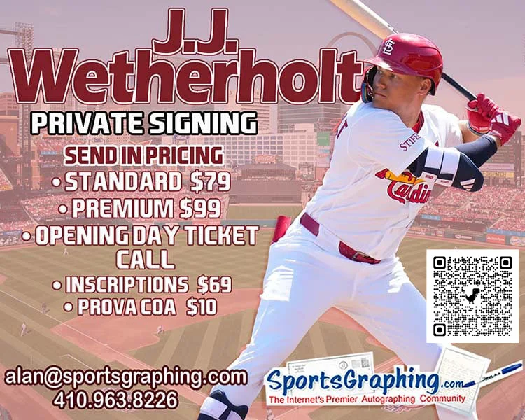 [Sportsgraphing.com] JJ WETHERHOLT Cardinals NL ROY Frontrunner Private Signing June 30th